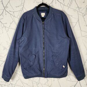 RVCA Navy Cotton Canvas Full Zip All City Bomber Jacket